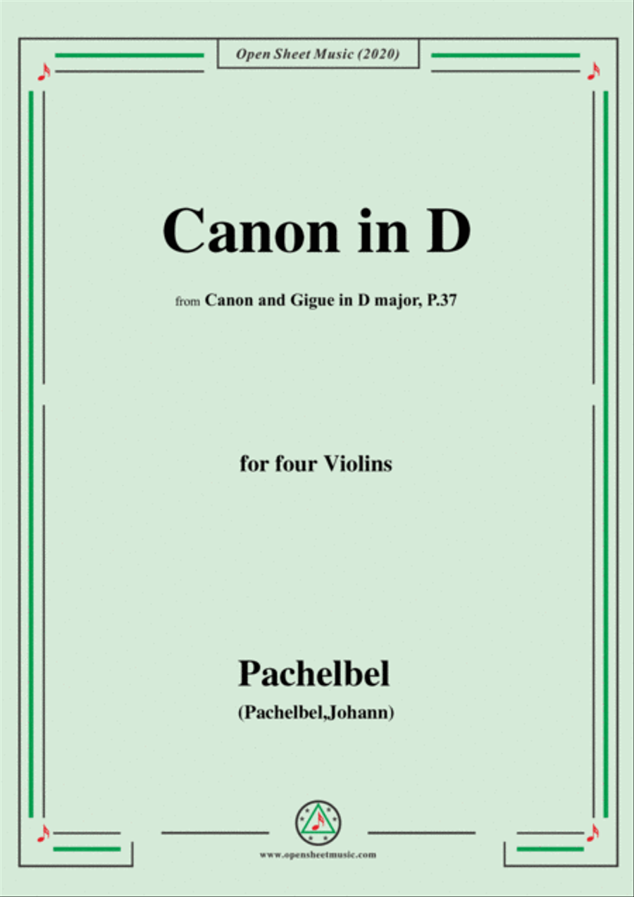 Pachelbel-Canon in D,P.37,No.1,for four Violins Violin Solo scores gallery preview page 1