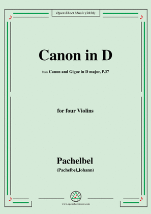 Book cover for Pachelbel-Canon in D,P.37,No.1,for four Violins