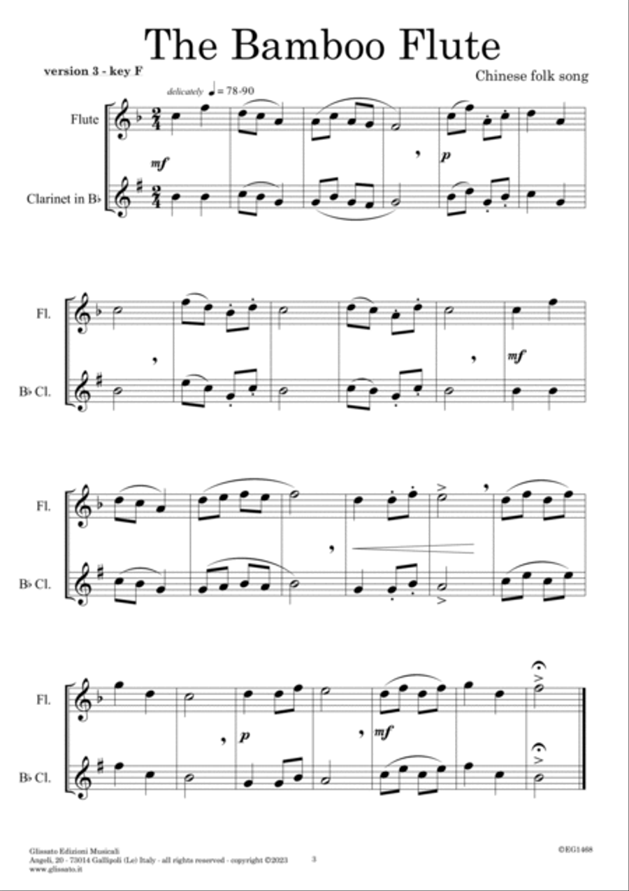 Flute and Clarinet 64 easy duets - 16 Traditional tunes scored in four keys (volume 3) Woodwind Duet scores gallery preview page 6
