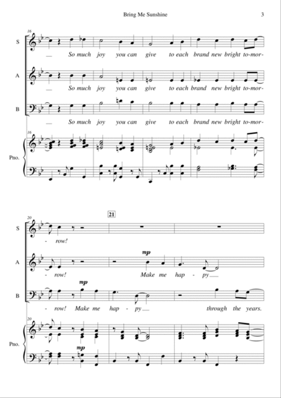 Bring Me Sunshine 3-Part scores gallery preview page 3