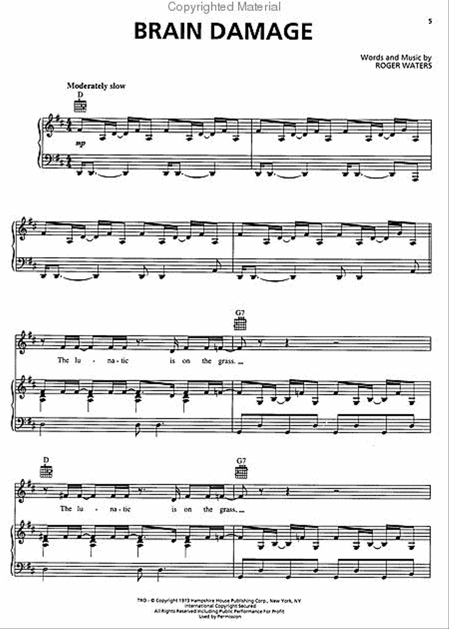 Pink Floyd – Dark Side of the Moon Piano, Vocal, Guitar scores gallery preview page 2