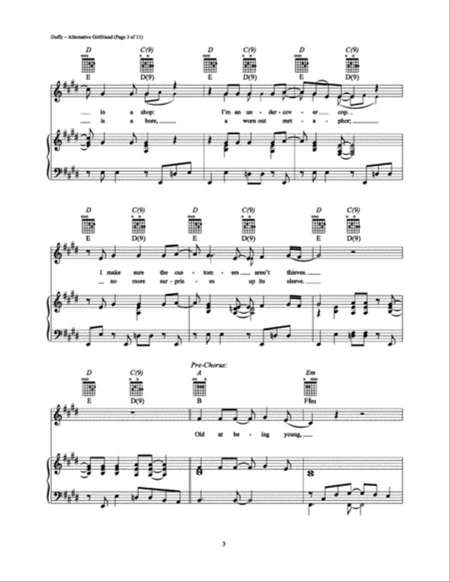 Alternative Girlfriend Piano, Vocal, Guitar scores gallery preview page 3