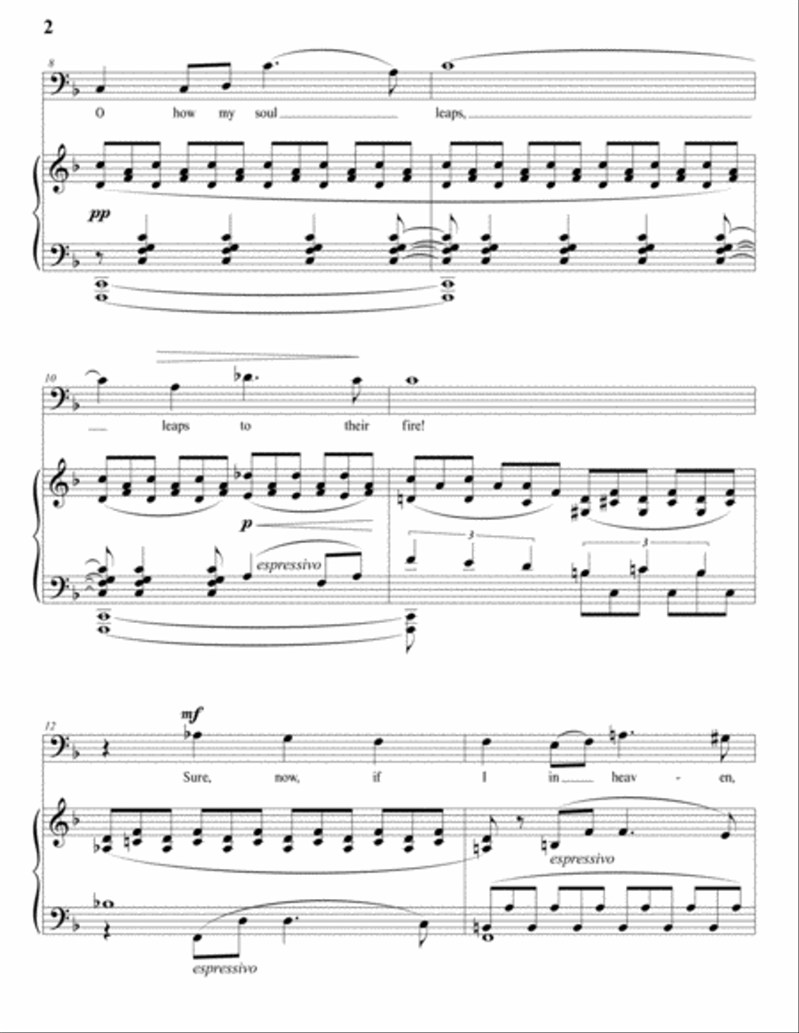 GRIFFES: Thy dark eyes to mine, Op. 11 no. 2 (transposed to F major, bass clef) Voice scores gallery preview page 3
