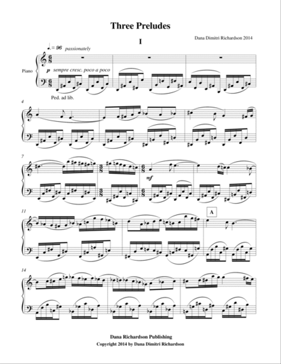 Three Preludes for piano solo Piano Solo scores gallery preview page 2