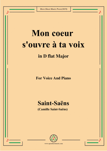Saint-Saëns-Mon coeur s'ouvre à ta voix,from 'Samson et Dalila',in D flat Major,for Voice and Piano image number null