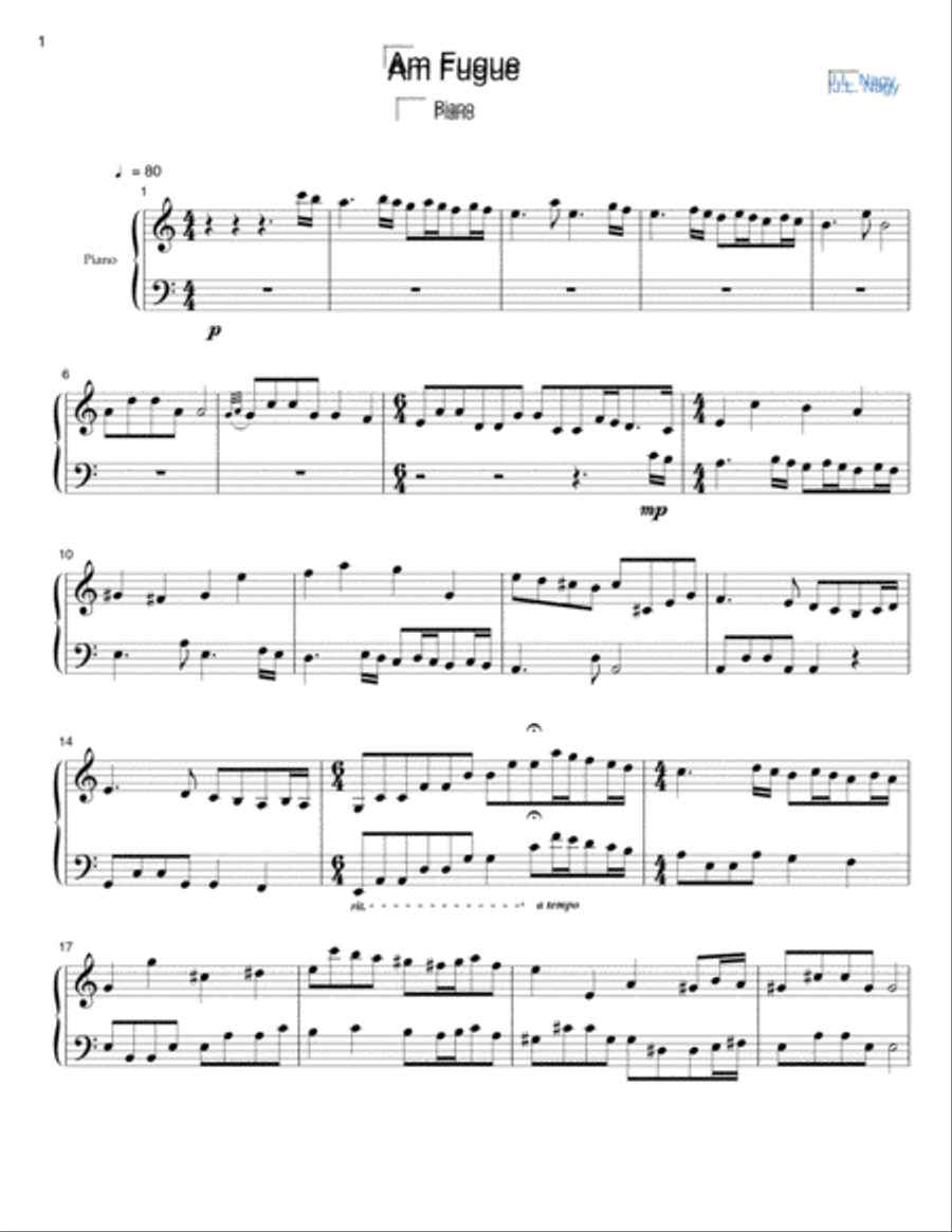 A-Minor Fugue A-Minor Fugue Piano Solo scores gallery preview page 1