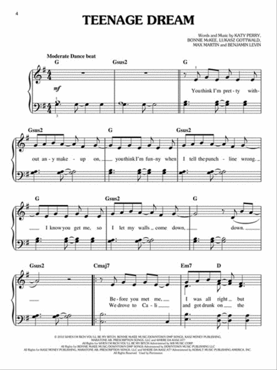 Katy Perry - Teenage Dream Easy Piano scores gallery preview page 3