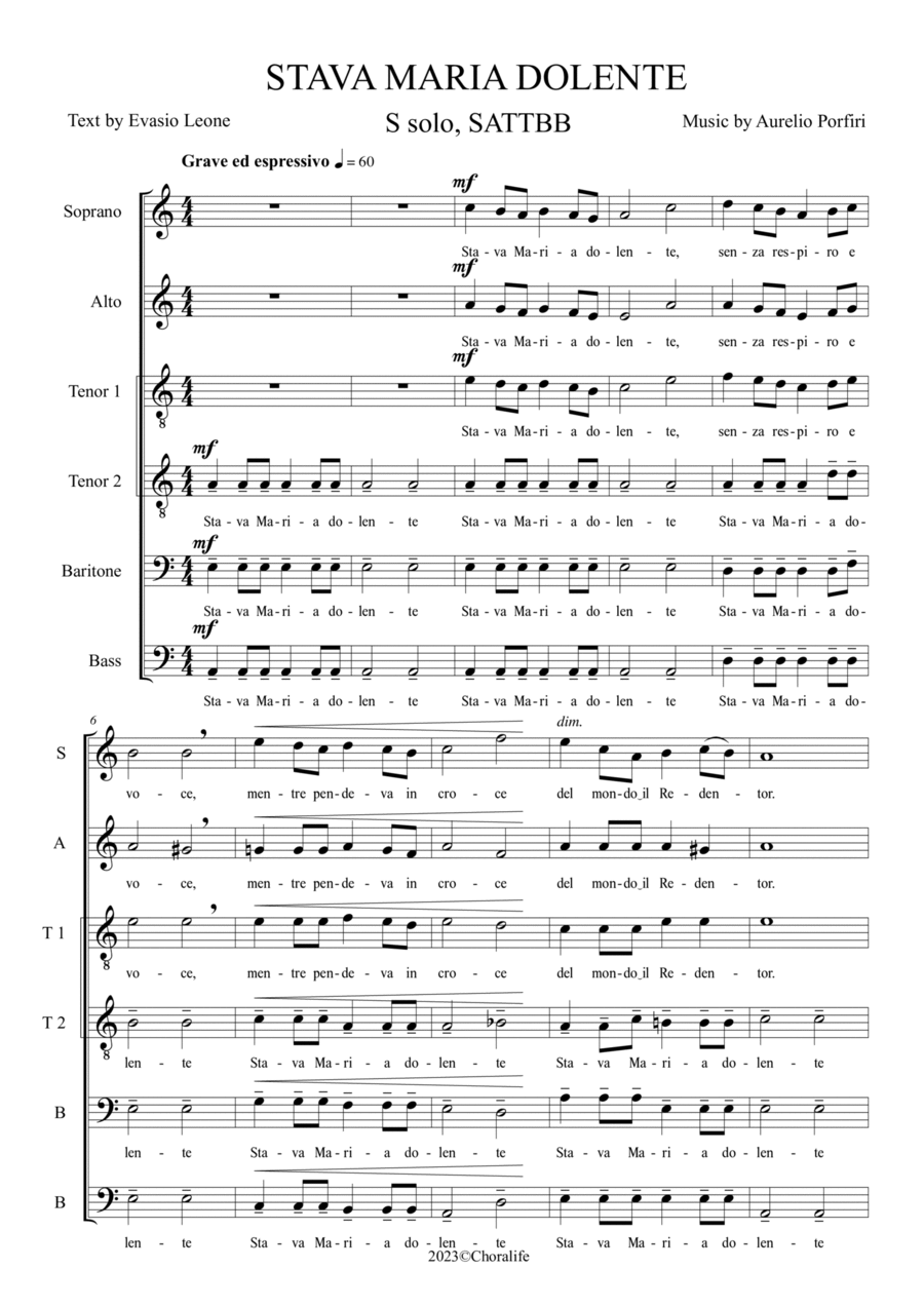 STAVA MARIA DOLENTE A Cappella scores gallery preview page 1