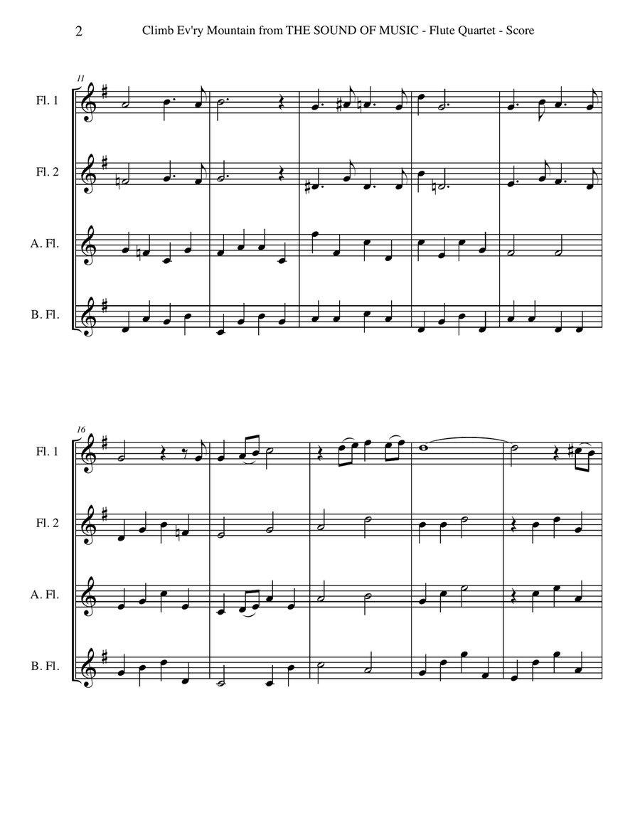 Climb Ev'ry Mountain Woodwind Quartet scores gallery preview page 2