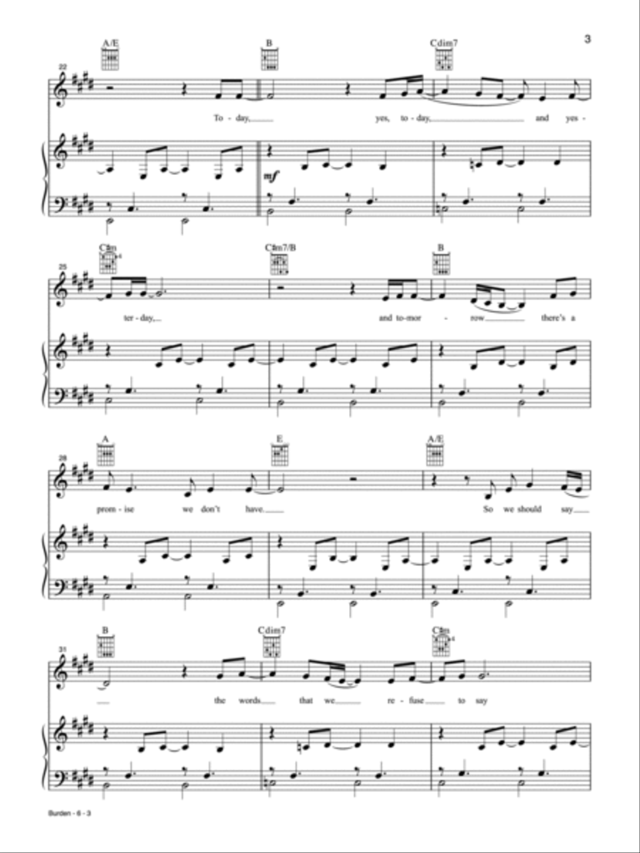 Burden from Burden Burden from Burden Piano, Vocal, Guitar scores gallery preview page 3