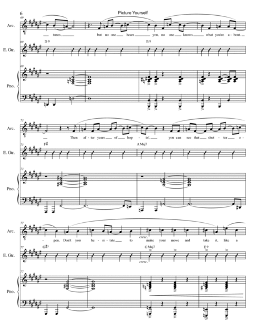 Picture Yourself Piano, Vocal, Guitar scores gallery preview page 6