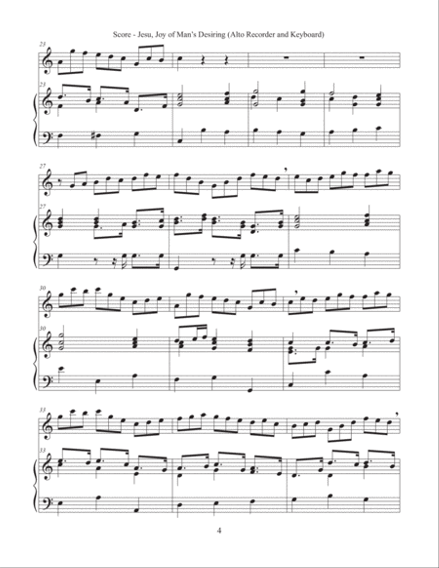 Jesu, Joy of Man's Desiring (Alto Recorder and Keyboard) Alto Recorder scores gallery preview page 4