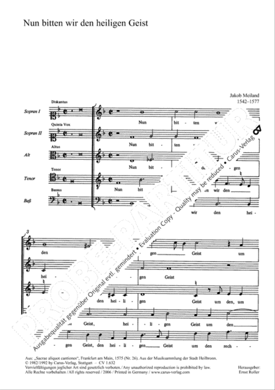 We now implore the Holy Ghost (Nun bitten wir den Heiligen Geist) SSATB scores gallery preview page 3