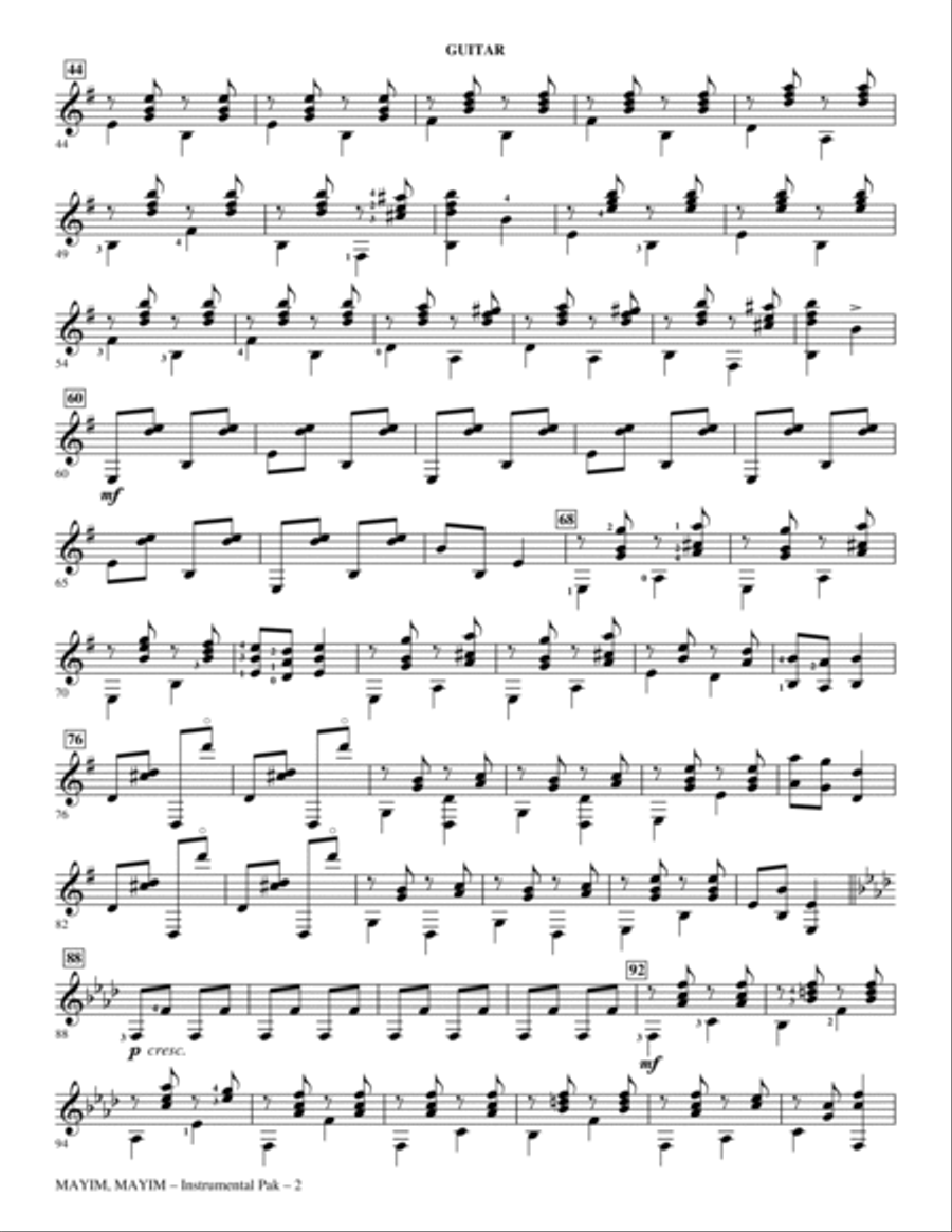 Mayim, Mayim - Guitar Choir scores gallery preview page 2