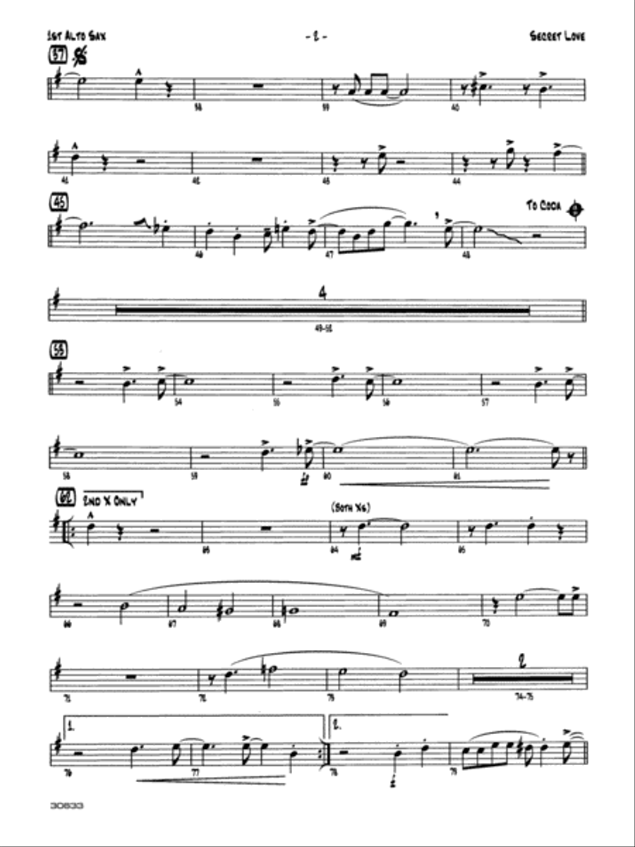 Secret Love: E-flat Alto Saxophone Jazz Ensemble scores gallery preview page 2
