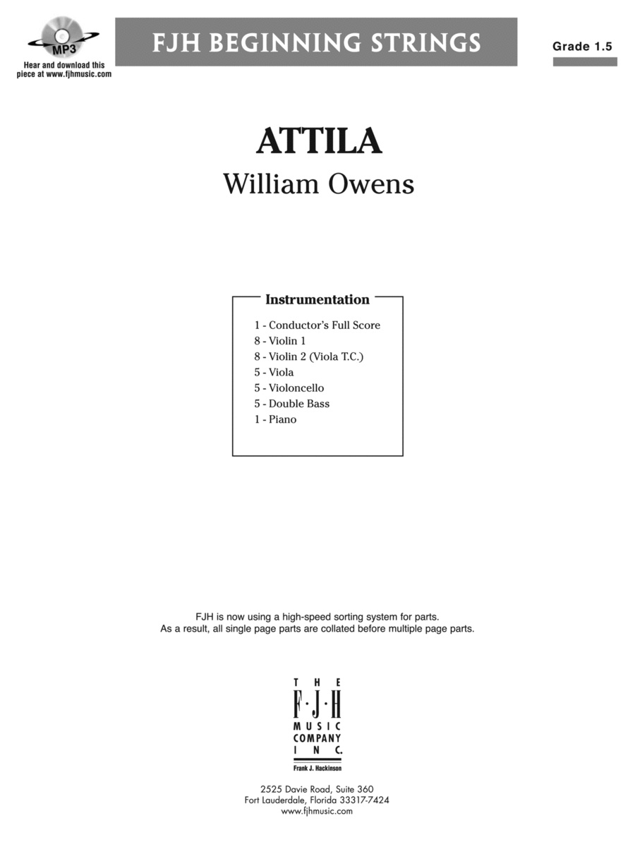 Attila: Score Attila: Score String Orchestra scores gallery preview page 1