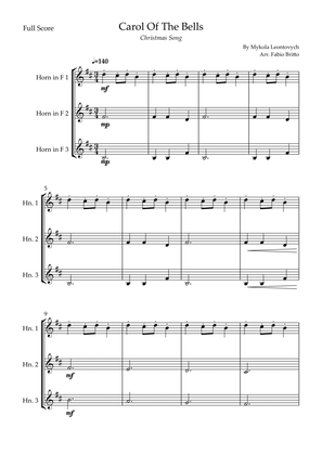 Carol Of The Bells (Christmas Song) for Horn in F Trio