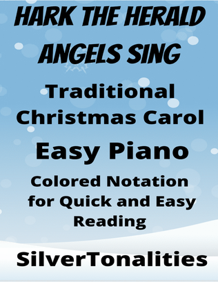 Book cover for Hark the Herald Angels Sing Easiest Piano Sheet Music with Colored Notation