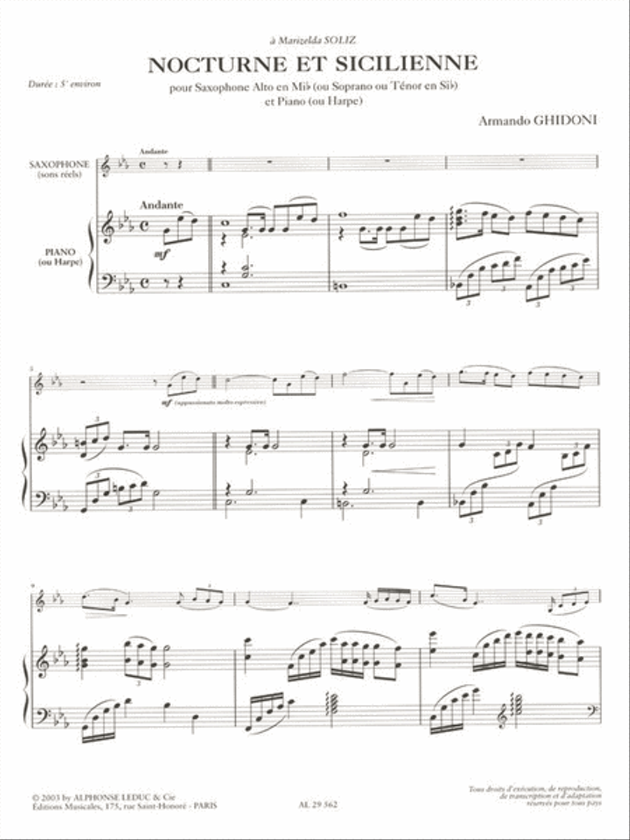 Nocturne & Sicilienne (fin Cycle 2) Saxophone Alto Ou Soprano Ou Tenor Saxophone Solo scores gallery preview page 2