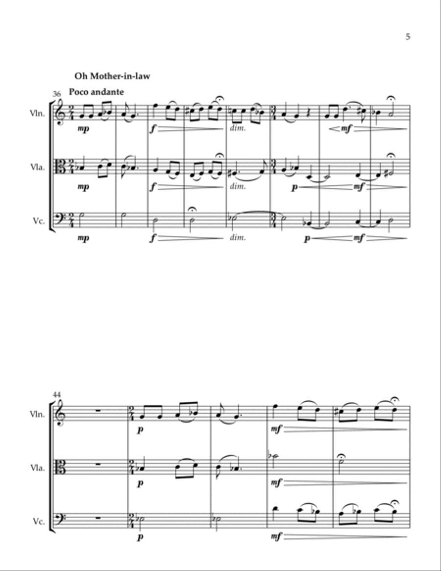 3 Trios The Blossom Unfolds Sweetheart Wait For Me Oh Mother-in-law String Trio scores gallery preview page 5