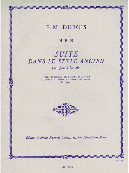 Suite Dans Le Style Ancien For Alto Recorder Solo