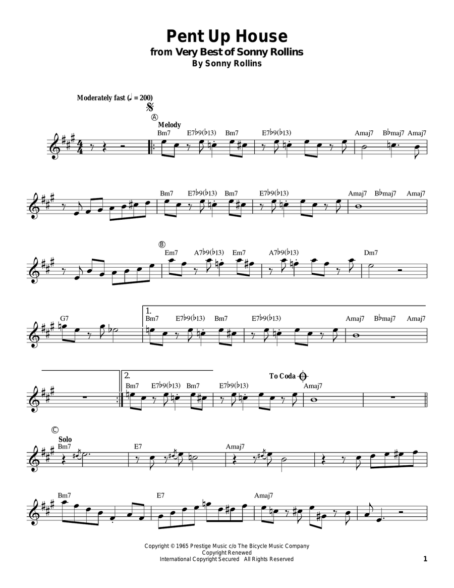 Pent Up House Pent Up House Trumpet scores gallery preview page 1