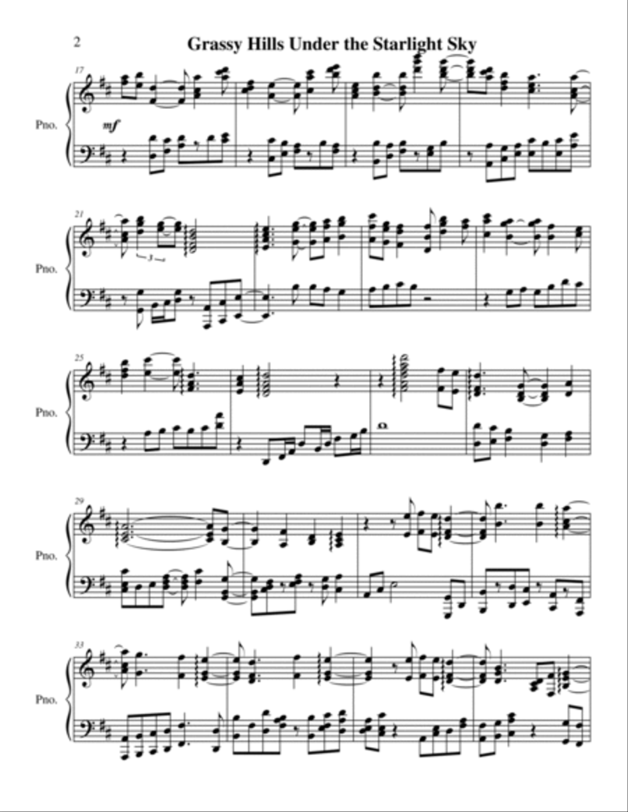 Grassy Hills under the Starlight Sky v2 Piano Solo scores gallery preview page 2