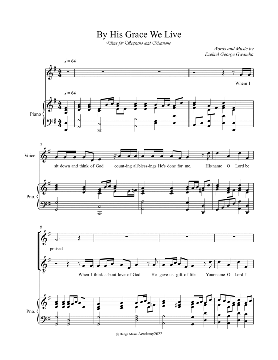 By His grace we live Baritone Horn TC scores gallery preview page 1