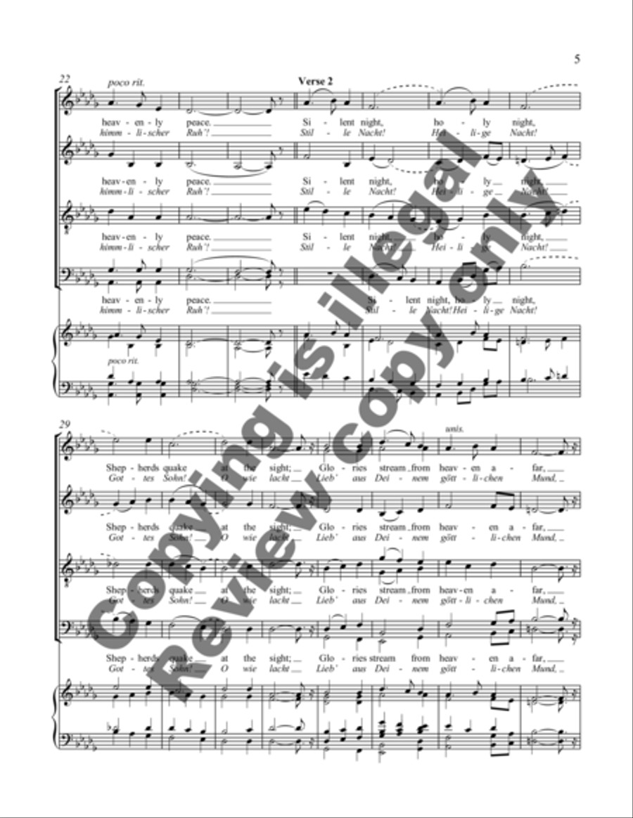 Silent Night (Stille Nacht) 4-Part scores gallery preview page 7