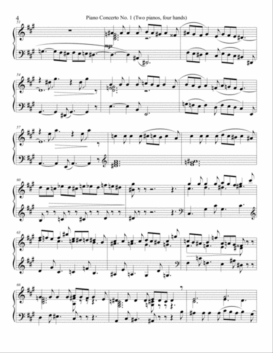 (Four hand arrangement) Piano Concerto No. I; Piano 2, Mov I Piano Solo scores gallery preview page 4