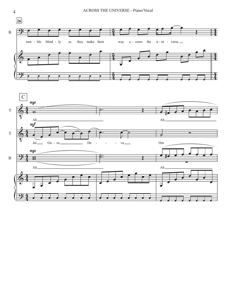 Across The Universe TTBB scores gallery preview page 4