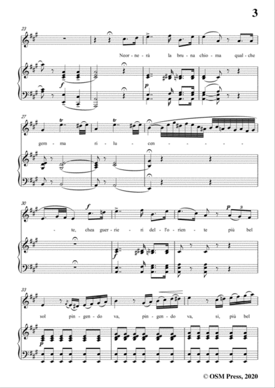 Donizetti-Ne ornera la bruna chioma,in A Major,for Voice and Piano Voice Solo scores gallery preview page 5