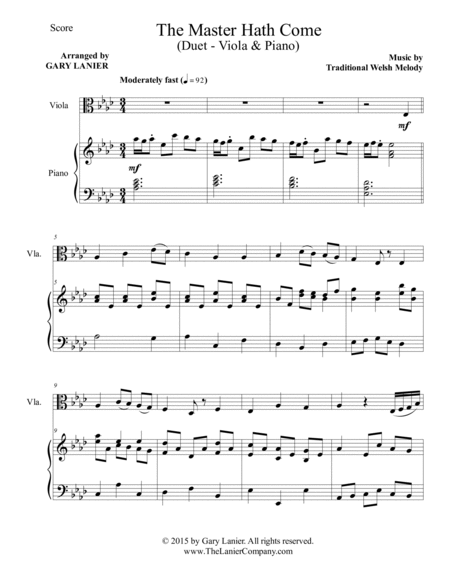 THE MASTER HATH COME (Duet – Viola and Piano/Score and Parts) image number null