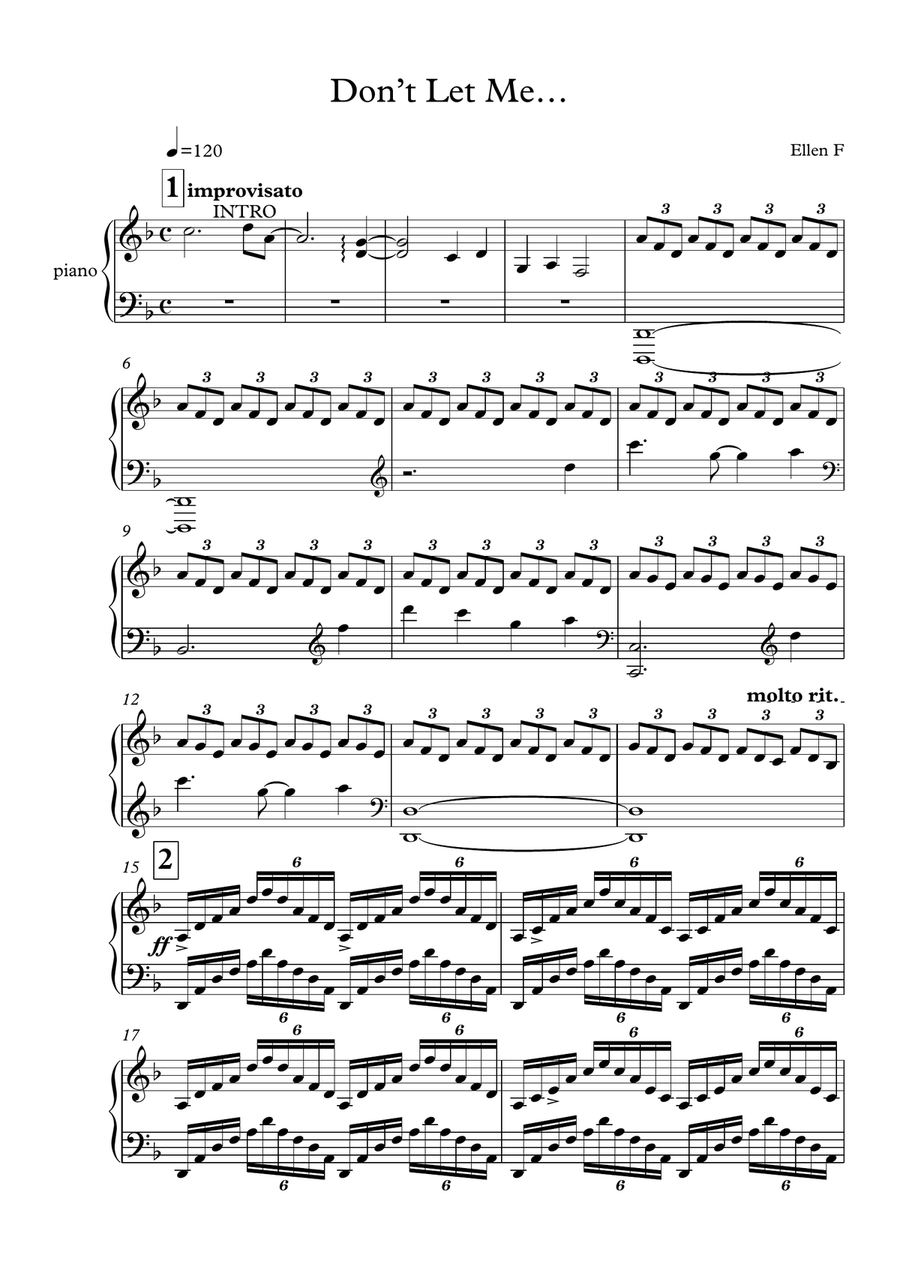 Don't Let Me... Don't Let Me... Piano Solo scores gallery preview page 1