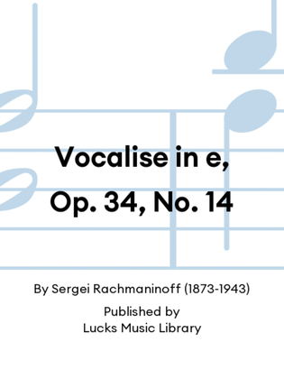 Book cover for Vocalise in e, Op. 34, No. 14