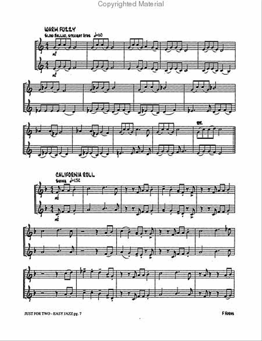 Just for Two Easy Jazz (stand alone version) Brass Duet scores gallery preview page 3