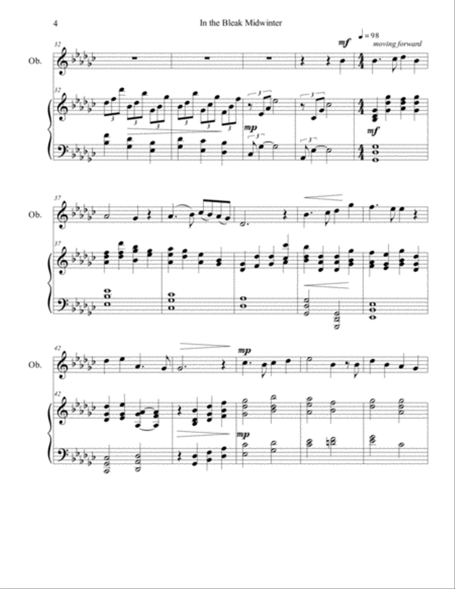 In the Bleak Midwinter (oboe/piano), arr. Brenda Portman Piano scores gallery preview page 4