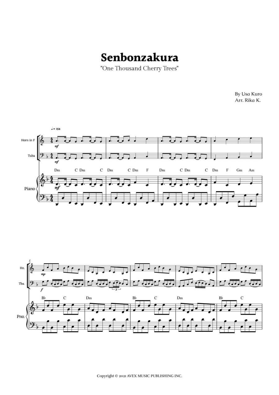 Senbonzakura Brass Duet scores gallery preview page 1