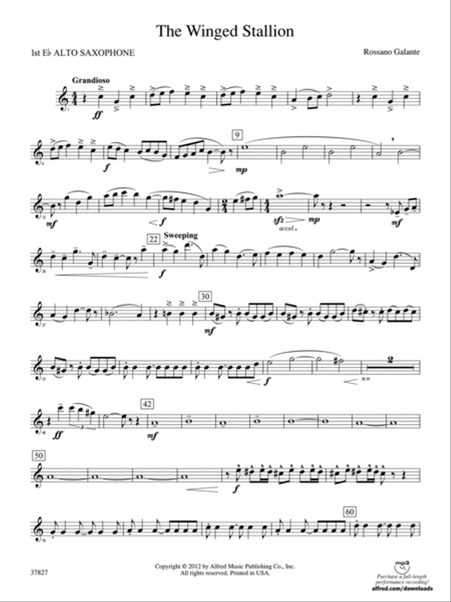 The Winged Stallion: E-flat Alto Saxophone Concert Band scores gallery preview page 1