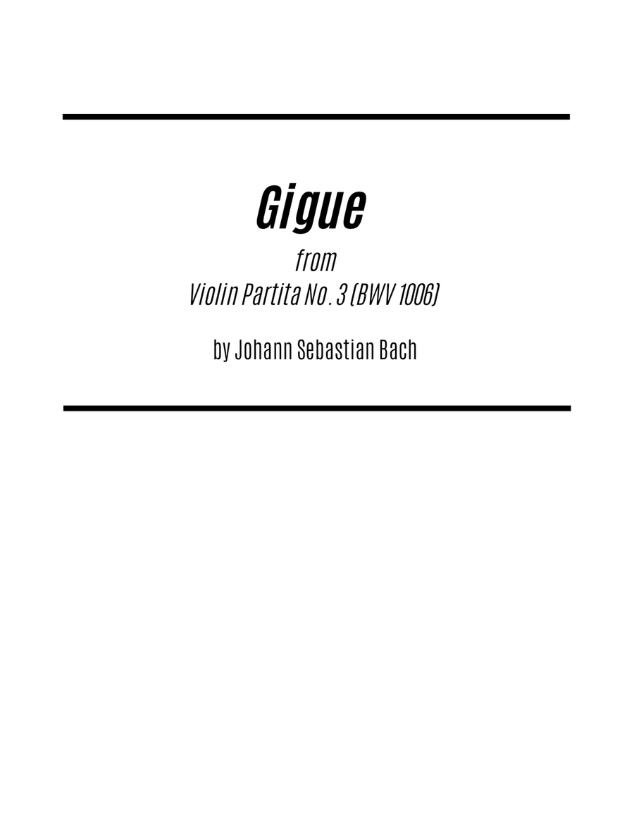 Gigue from Partita No. 3 (BWV1006) (for Solo Guitar) Chamber Music scores gallery preview page 1