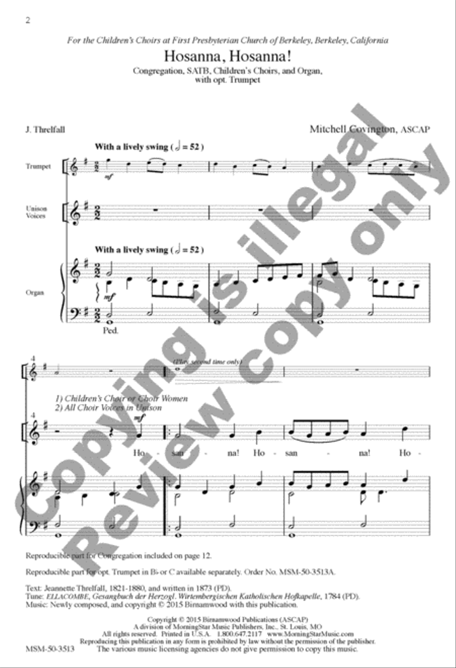 Hosanna, Hosanna! 4-Part scores gallery preview page 12