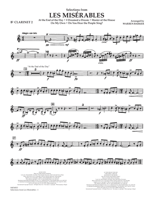 Selections from Les Misérables (arr. Warren Barker) - Bb Clarinet 2