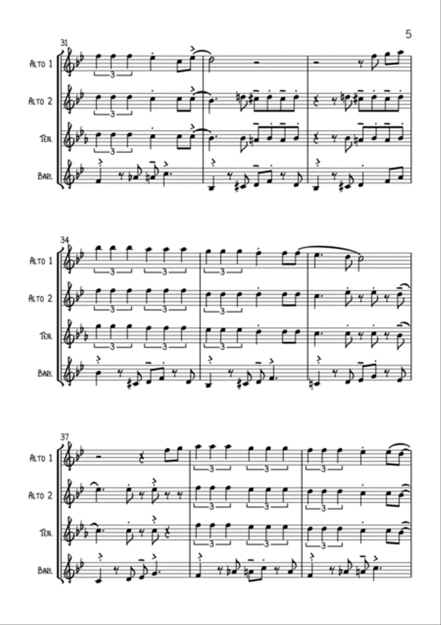 All About That Bass Saxophone Quartet scores gallery preview page 5