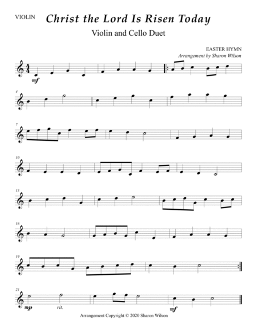 Easy String Duets: Easter Hymns (A Collection of 10 Easy Violin and Cello Duets) String Duet scores gallery preview page 5