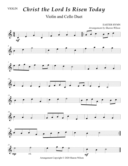 Easy String Duets: Easter Hymns (A Collection of 10 Easy Violin and Cello Duets) image number null