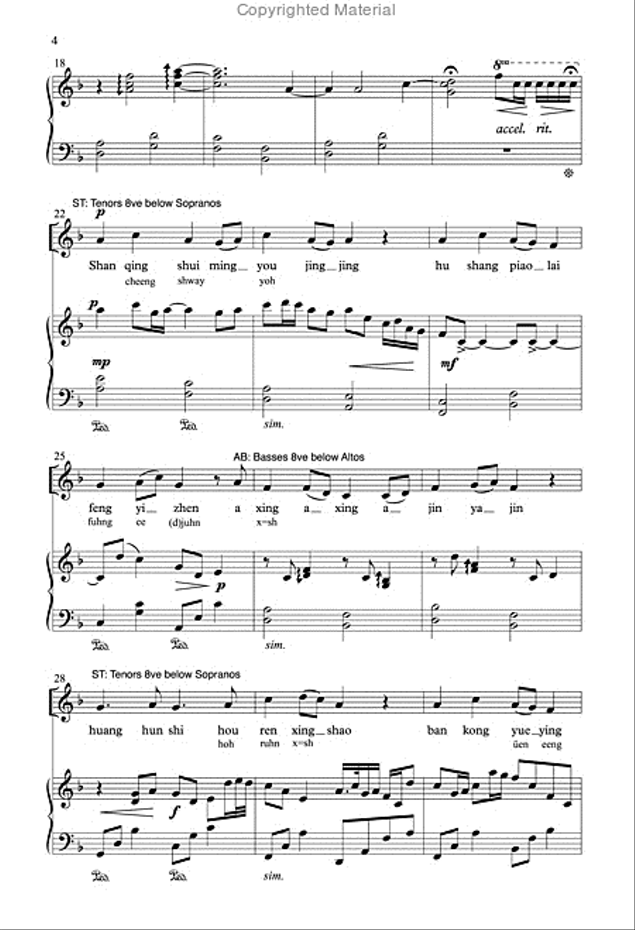 Boat on Tai Lake - SATB Octavo 4-Part scores gallery preview page 3