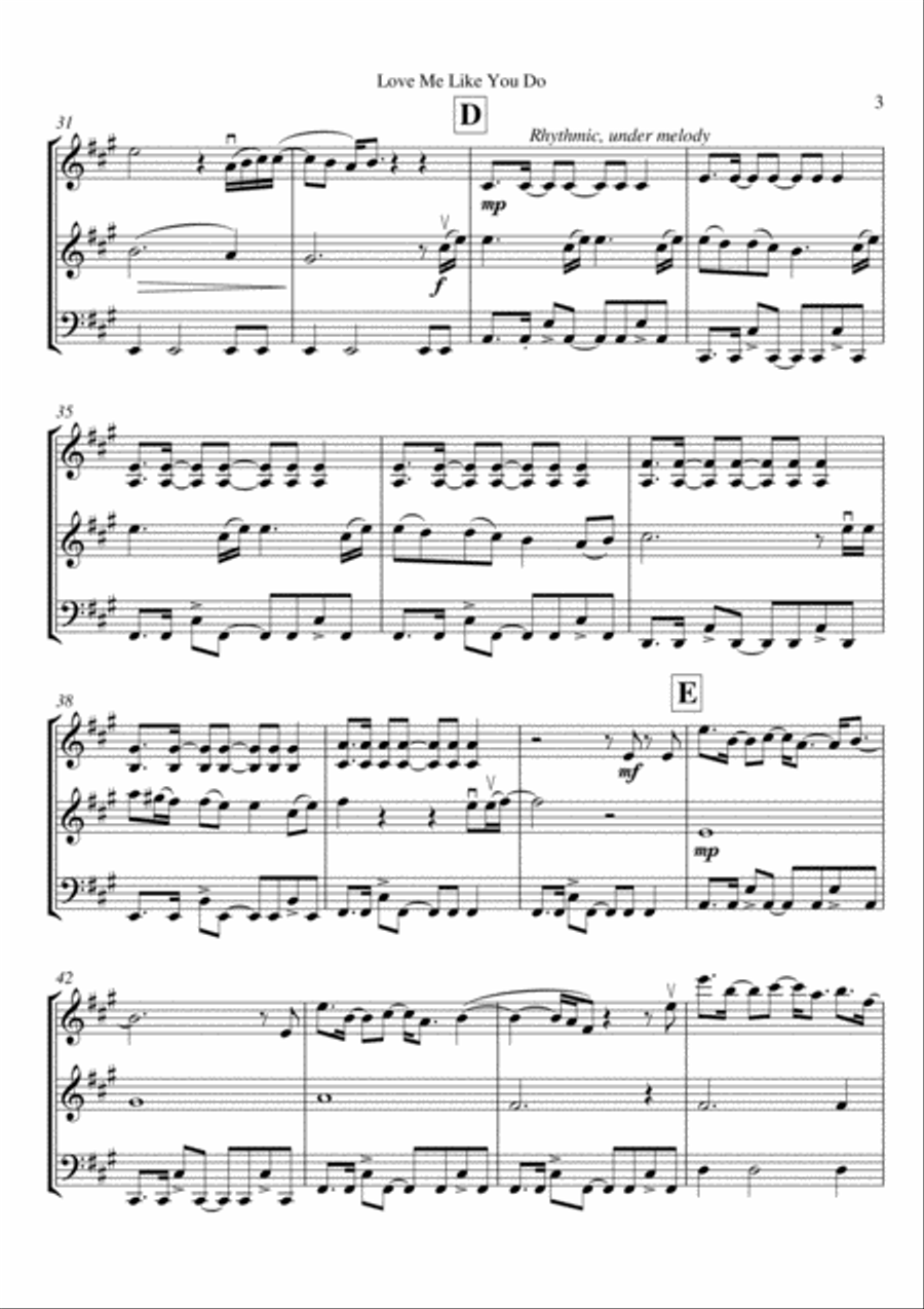 Love Me Like You Do String Trio scores gallery preview page 4