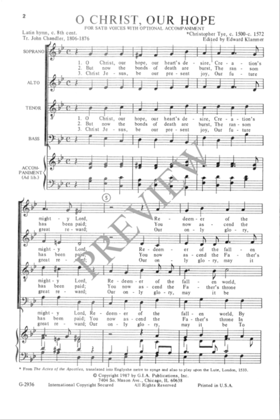 O Christ, Our Hope 4-Part scores gallery preview page 3