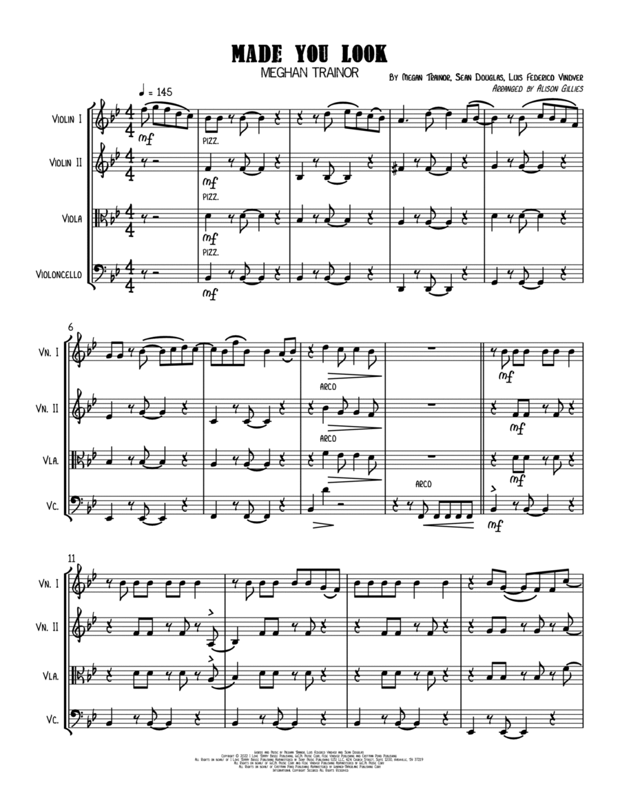 Made You Look String Quartet scores gallery preview page 1