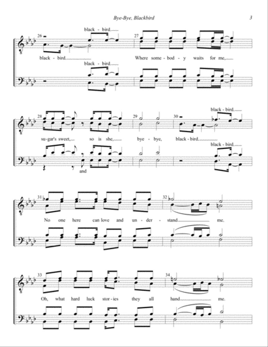 Bye Bye Blackbird Bye Bye Blackbird TTBB scores gallery preview page 3